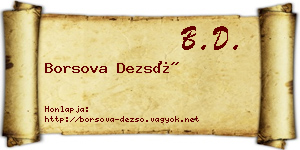 Borsova Dezső névjegykártya